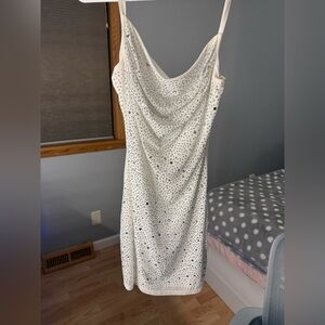 Windsor White Mini Dress with Silver Details